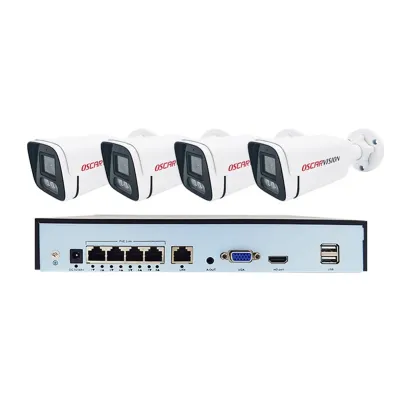 Oscar Vision – Kit de 4 Caméras Vidéosurveillance IP PoE 5MP