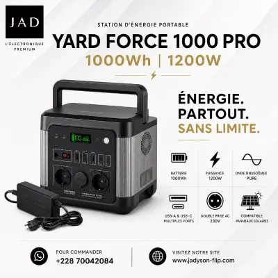 YARD FORCE 1000 PRO – Station d’Énergie Portable | 1000Wh | 1200W