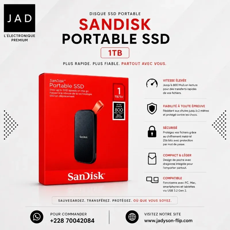 SanDisk Portable SSD 1 To – Stockage Rapide et Fiable - photo 1