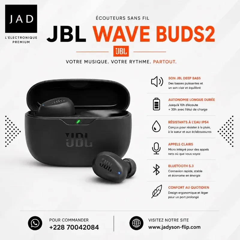 JBL Wave Buds 2 – Écouteurs Sans Fil avec ANC - photo 1