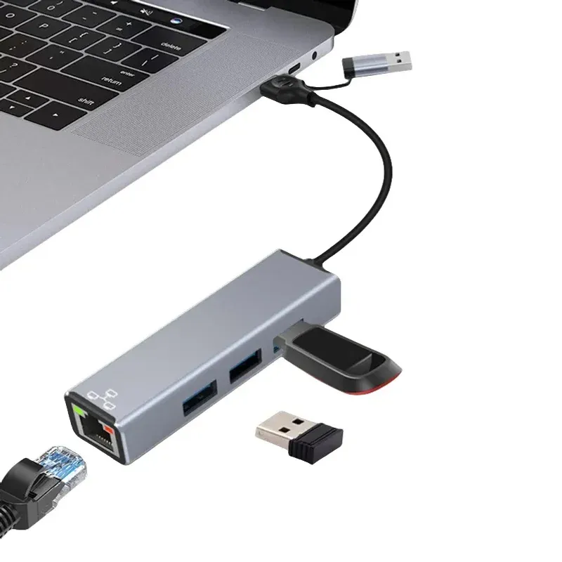 ADAPTATEUR HUB USB 4-EN-1 – USB-C / USB-A, RJ45  - photo 1